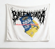 Balenciaga Metal Font Crisp Packet Print Flannel Sofa Throw Blanket Premium Couch Cover BA394